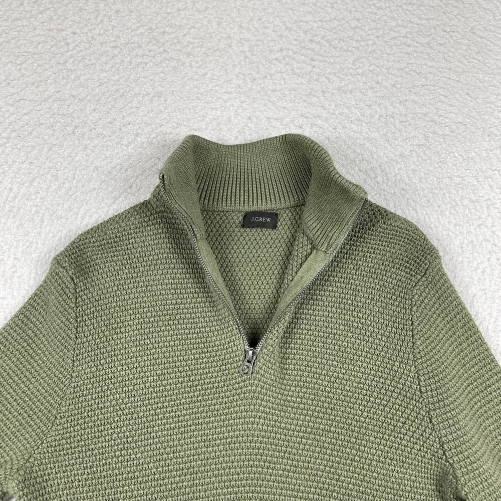 J Crew Sweater Mens Medium Green 1/4 Zip Pullover Gorp Cabin‎ Teacher Dad Office